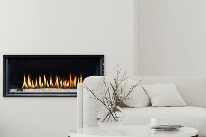 Montigo Distinction D3615 Fireplace shown in a white residential space