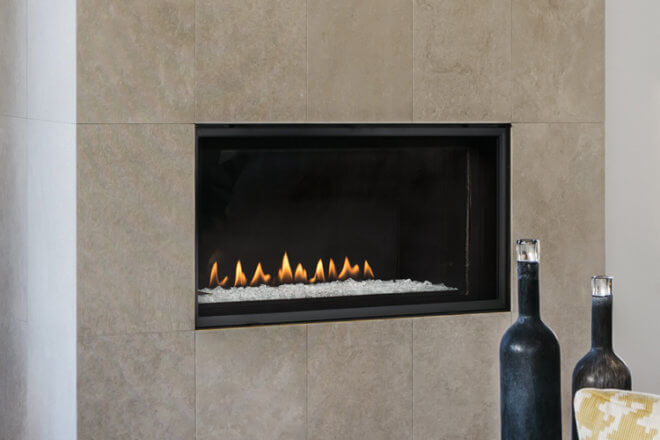 Montigo DelRay Linear DRL3613 fireplace with drywall facing
