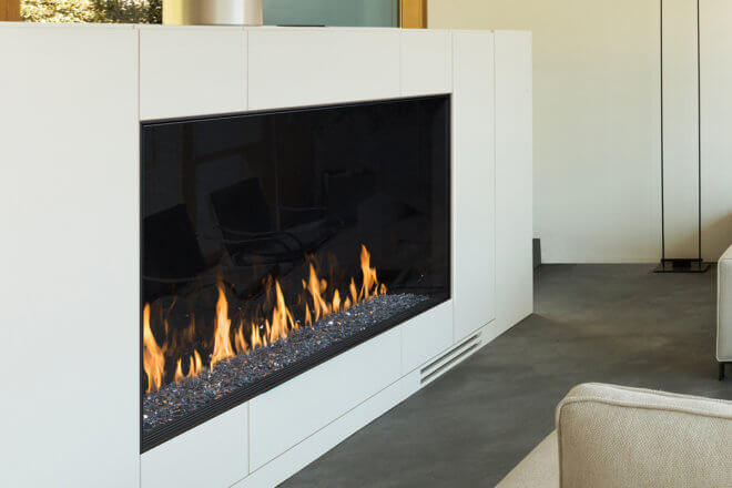 Montigo Light Commercial Prodigy Single Sided Fireplace PC520 in a modern home