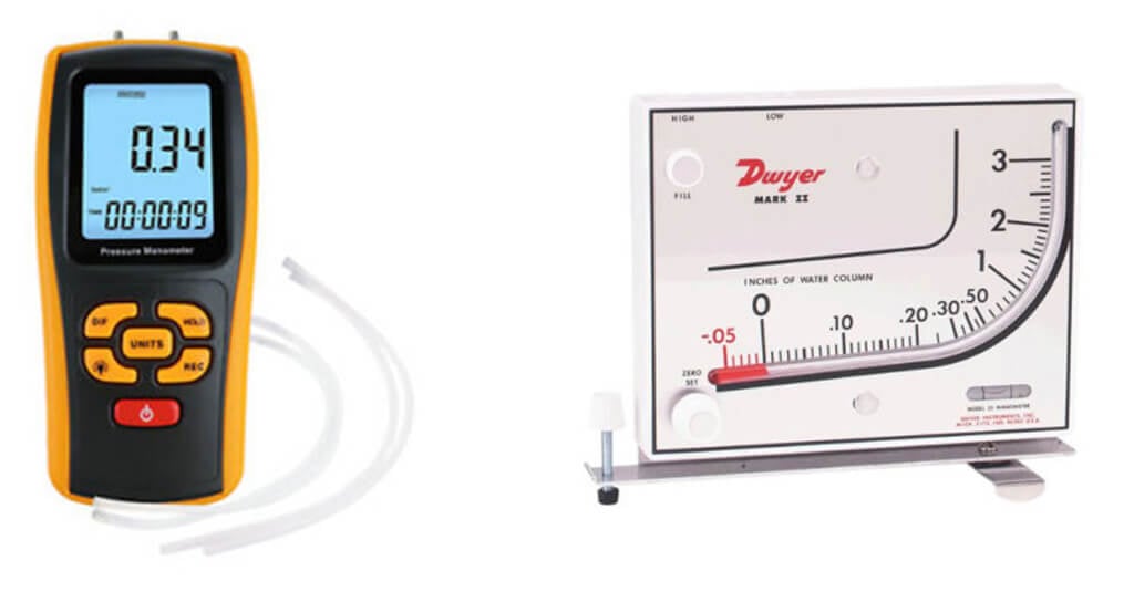 Comparison between a digital and an analog manometer