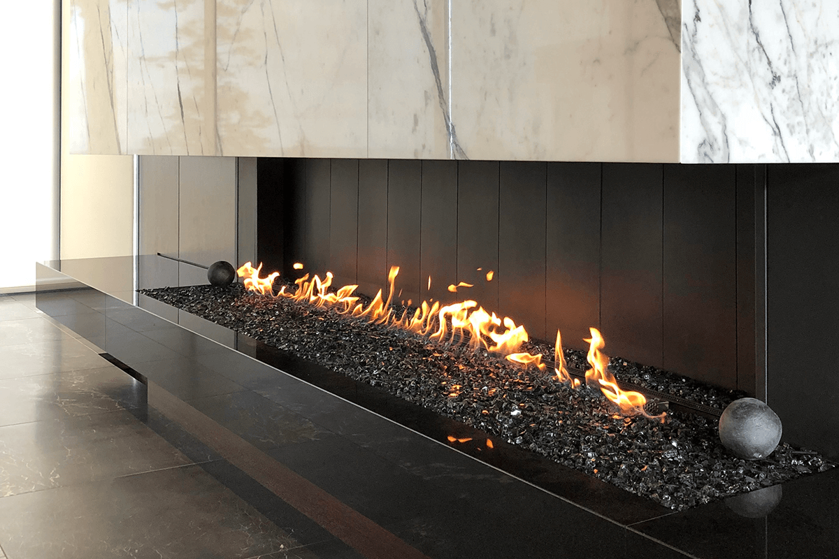 Custom Open Concept No Glass Gas Fireplace Montigo