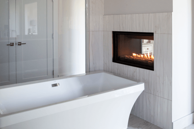 Phenom L38ST bathroom fireplace