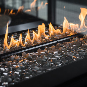 Montigo Fireplaces See through Phenom with Glass Media