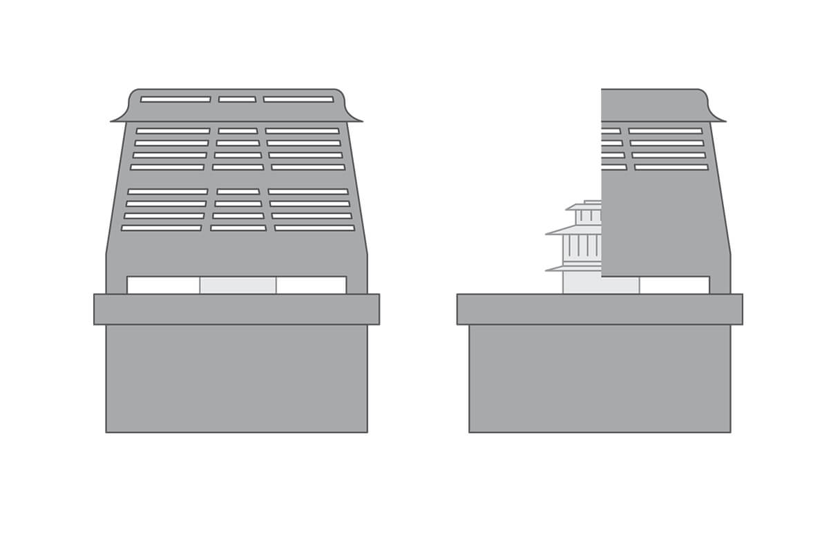 Chimney Shroud with a solid top - louvered sides