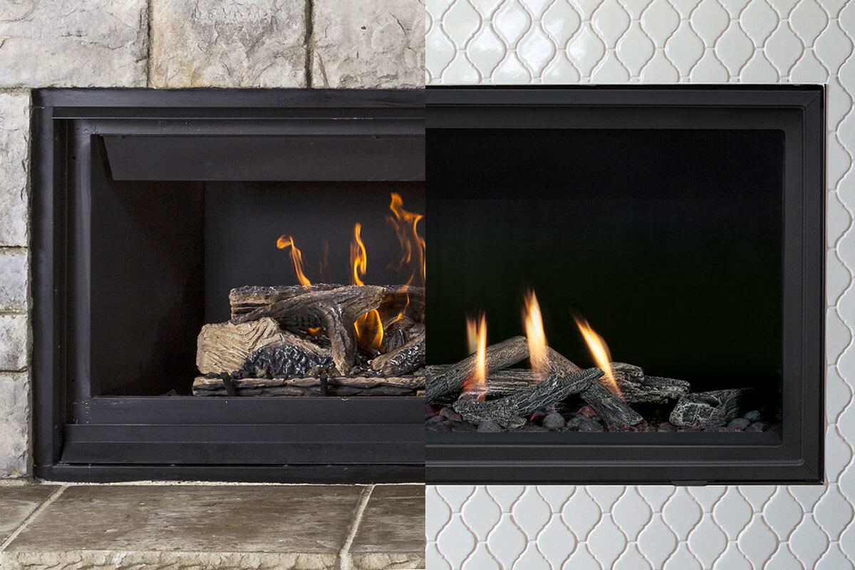 Comparing the viewing area on two similar sized gas fireplaces