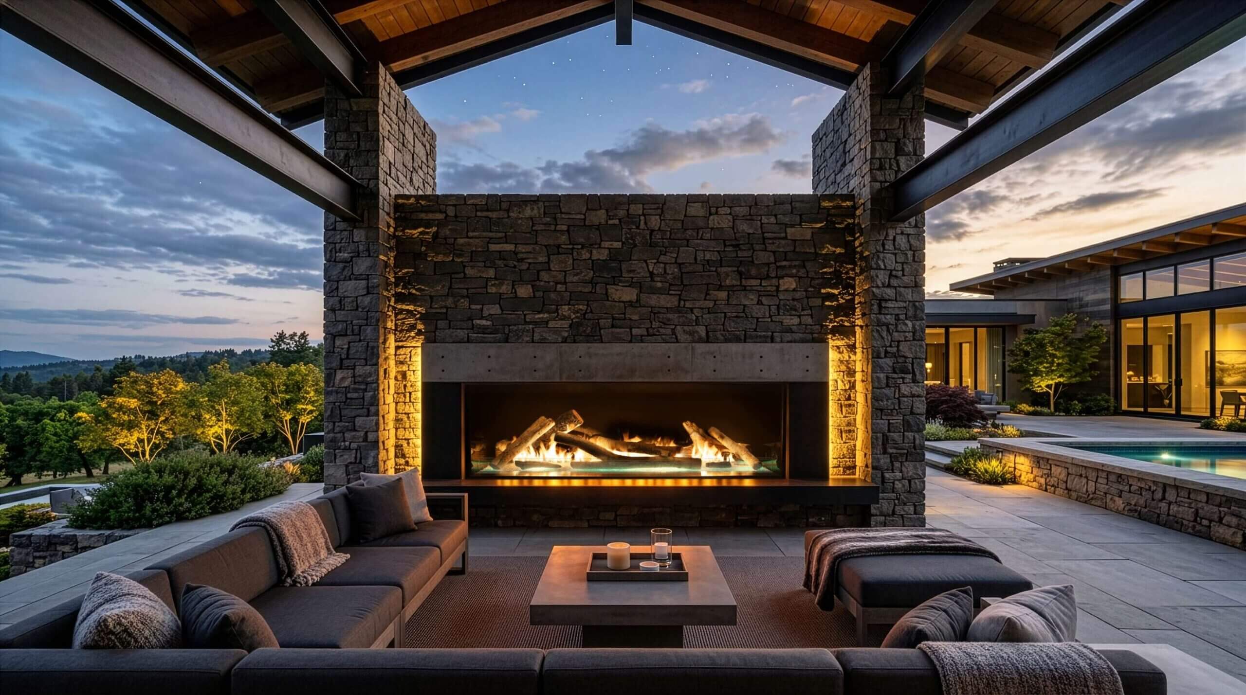 Carol Rose Linear Outdoor Fireplace | OLL72FP
